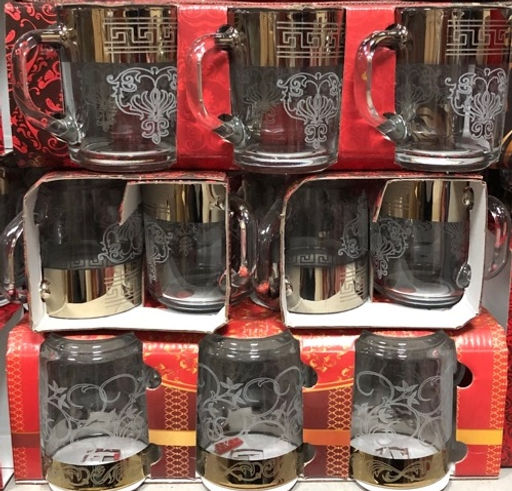 Набор кружек 6шт с гравировкой и напыл,золотая сетка, арт. 3435, 1335