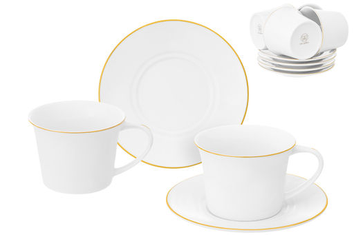 Чайн. наб. 12 пр. 270 мл "Белая с золотом", NEW BONE CHINA