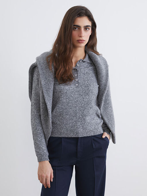 Polo Yaka Kad?n Triko Kazak