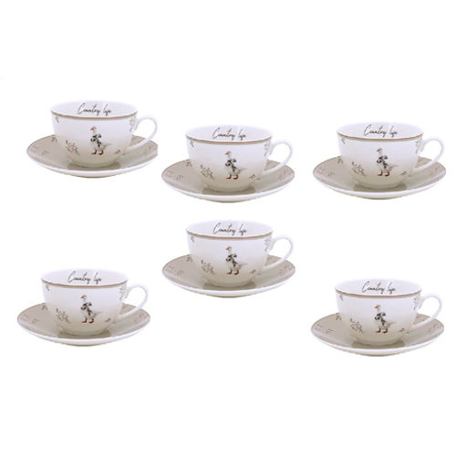 Чайный набор Jewel Птичий двор, 12 предметов (нью бон), 6 шт/коробка (ПС0043-03) /JEWEL/