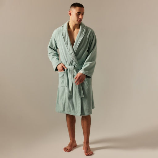 Халат махровый мужской SL HOME: Basic «Аззура», размер S, хлопок 100%, мятный