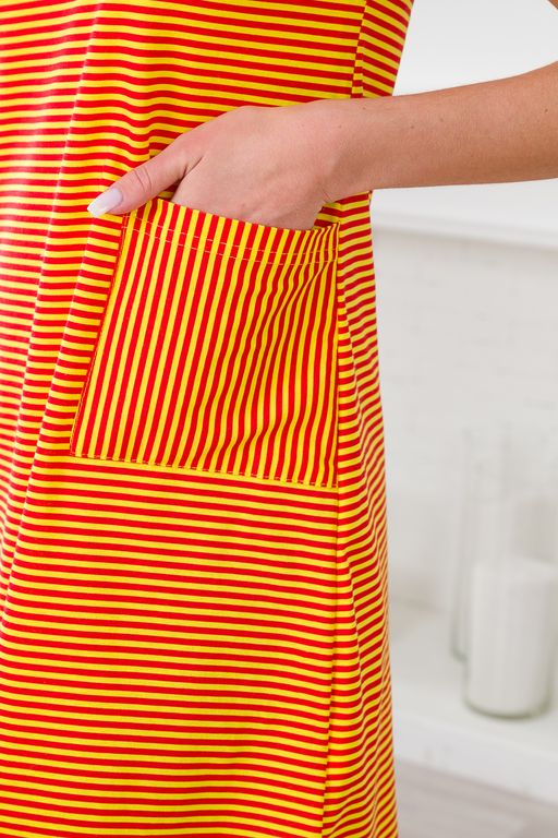 Туника женская из кулирки Руслана красная полоса на жёлтом - Амадэль фото 9