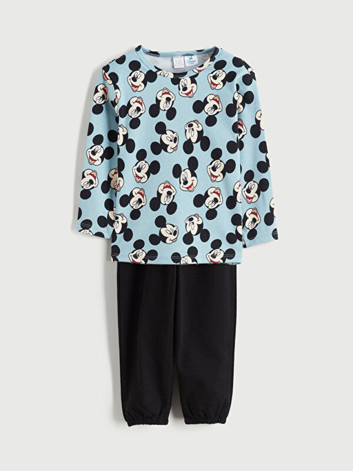 Mickey Mouse Bask?l? Erkek Bebek Pijama Tak?m