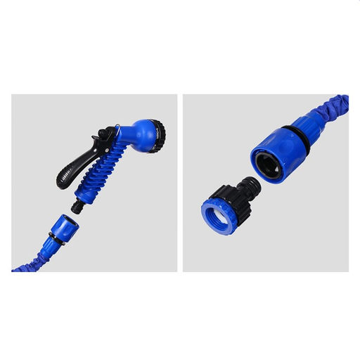 Шланг поливочный растягивающийся от 7.5 до 22.5 м, латекс, быстросъёмный, с поливочным пистолетом и штуцером, Greengo