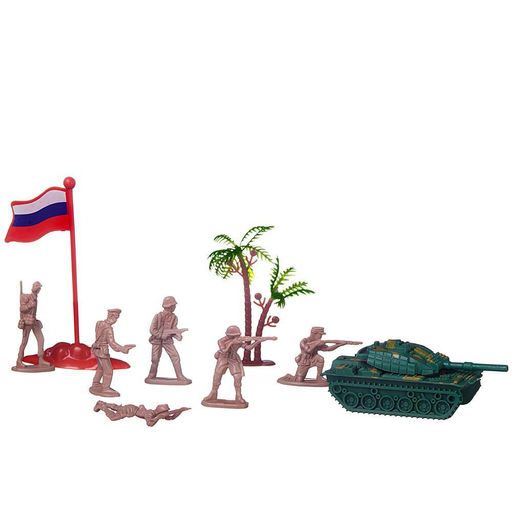 Игровой набор Abtoys Боевая сила 9 предметов (танк-бронетранспортер, солдатики, аксессуары)  фото 2