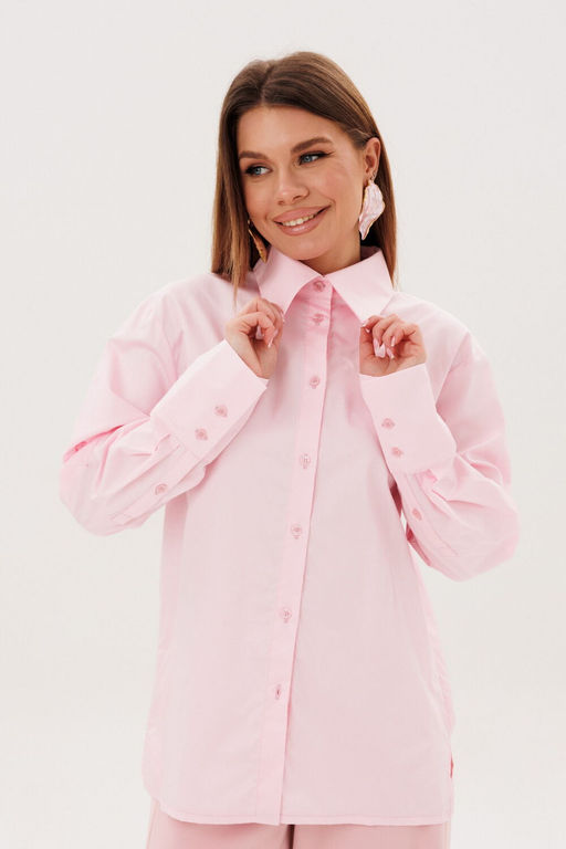 Рубашка AmberA 1141 пудра  фото 3