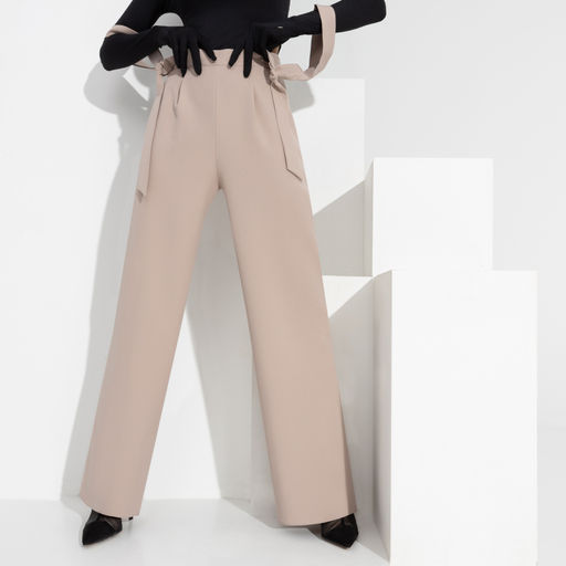 Брюки К вершинам бизнеса (нюд, с лямками) - Charutti фото 3