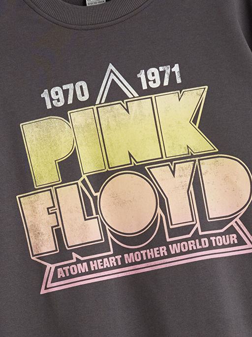 Bisiklet Yaka Pink Floyd Bask?l? K?z ?ocuk Sweatshirt