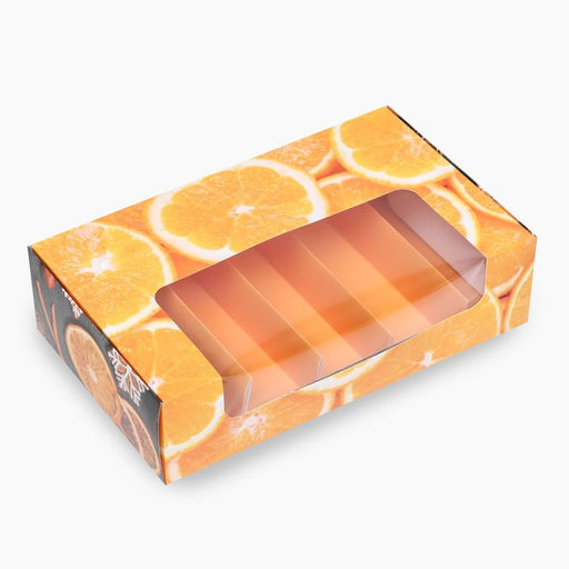 Коробка под 5 эклеров с вкладышами новогодняя «Мандарины», 25×15×6.5 см, кондитерская упаковка