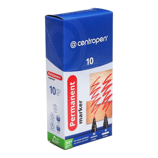 Цена за 10 шт. Маркер перманентный 2.0 мм Centropen 2846, линия 1 мм, цвет чёрный