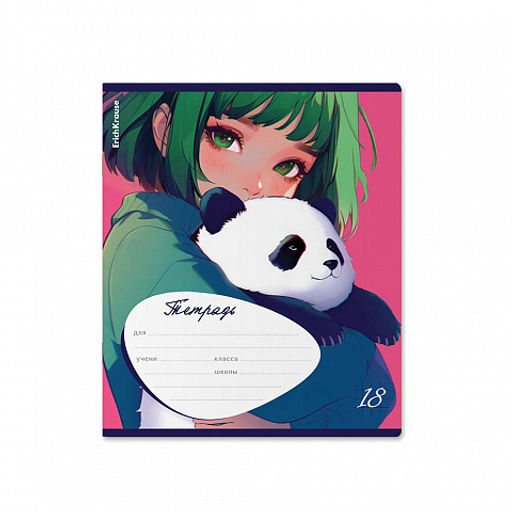 Цена за 10 шт. Тетрадь школьная ученическая ErichKrause Panda Hugs, 18 листов, клетка (в плёнке по 10 шт.)_MIX-PACK  фото 4