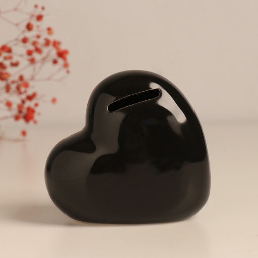 Копилка для денег Сердце. Ты моё золотце!, керамика, чёрная с золотом, 10.5?5?9.5 см