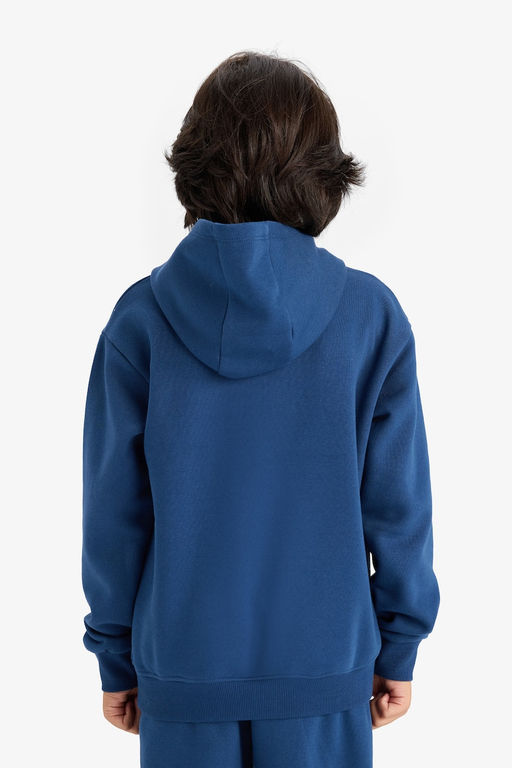 Kap__onlu Bask_l_ __i Yumu_ak T_yl_ Sweatshirt Erkek _ocuk - Defacto фото 6