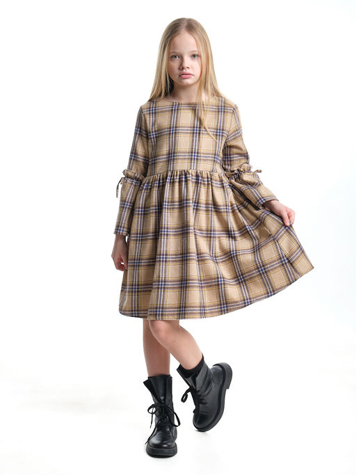 Платье для девочки нарядное UD 6837 бежевая клетка - Mini maxi фото 4