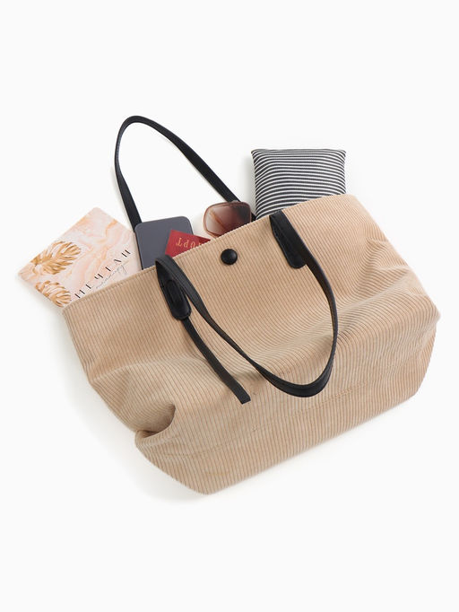 Сумка - шоппер женская на молнии, 39×14×25 см, бежевая