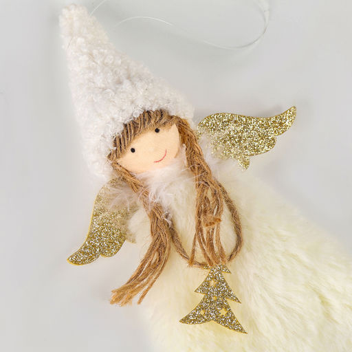 Цена за 9 шт. Ёлочное украшение кукла Фея, белая - Milo toys фото 3