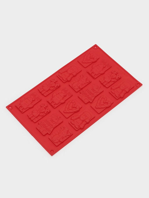 Форма для конфет и шоколада новогодняя Доляна Рождество, силикон, 30?17 см, 16 ячеек, красная