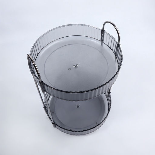 Органайзер для хранения, 2 секции, вращающийся, d=23×33.5 см, серый