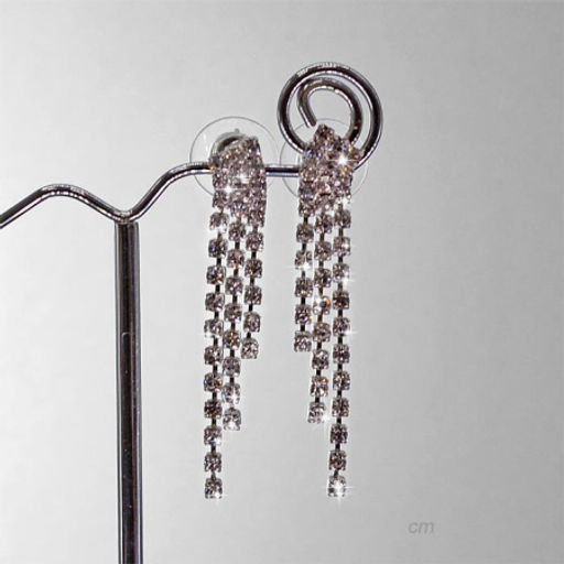 Серьги длинные со стразами / 131-6292 /уп 18/серебро - Галеонтрейд фото 2