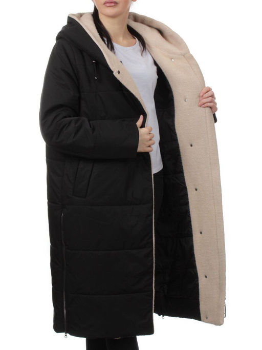 M-9115 BLACK Пальто зимнее женское (верблюжья шерсть)