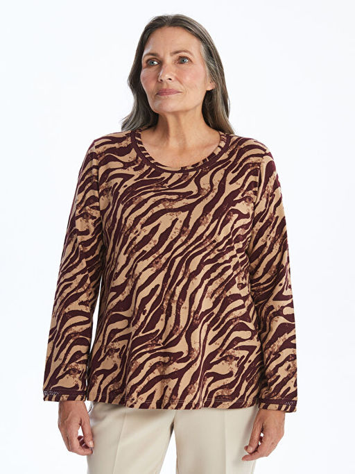 Bisiklet Yaka Desenli Kad?n Bluz