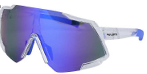 Очки спортивные солнцезащитные ESLNF. ударопрочные. Линза: HD POLARIZED-Зеркальная. Silicone переносица и боковые душки. Прозрачный-Синий /уп 50/