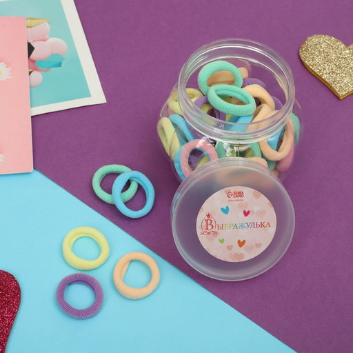 Резинка для волос Плюшка (набор 50 шт) пастель, 2 см, микс - Выбражулька фото 2