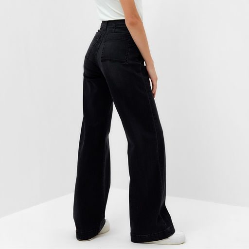 Джинсы женские палаццо MINAKU SLIM FIT, размер 42 (рост 175 см), чёрные