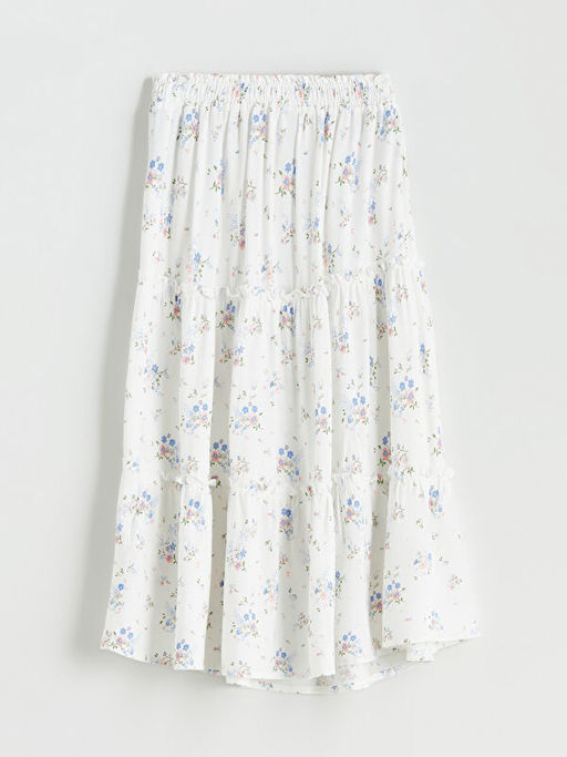 Beli Lastikli ?i?ekli K?z ?ocuk Etek