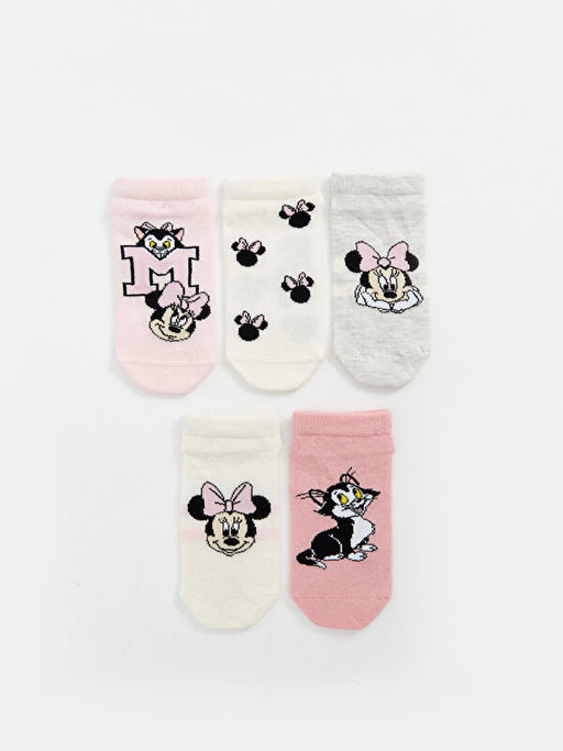 Minnie Mouse Desenli K?z ?ocuk Patik ?orap 5li