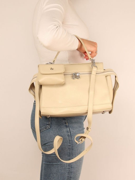 Сумка женская натуральная кожа GU 2033-6637, 1отд+еврокарман, плечевой ремень, бежевый SALE 265822 - Adelia фото 5