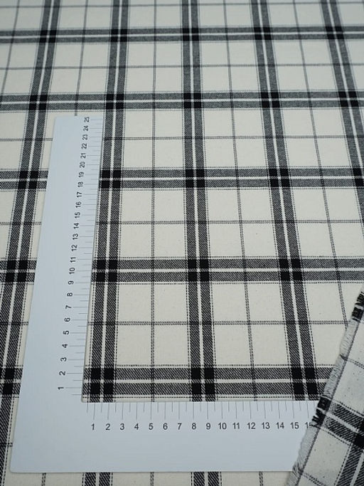 Фуле "Клетка" цв.белый/черный, ш.1.45м, хлопок-100%, 170гр/м.кв