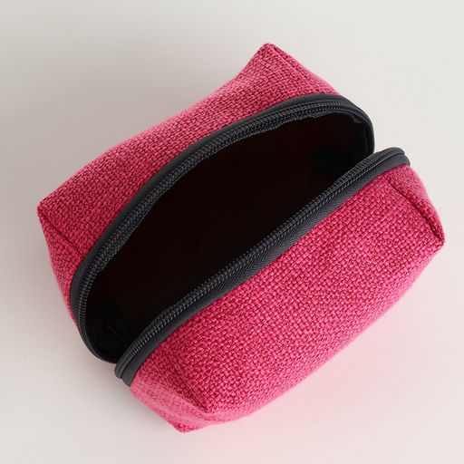 Косметичка женская на молнии, объёмная, маленькая, мягкая, малиновая - Simaland фото 4