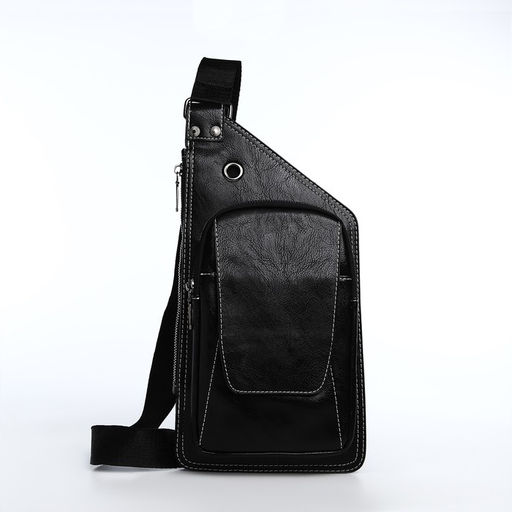 Сумка слинг мужская из искусственной кожи, цвет чёрный - Simaland фото 4