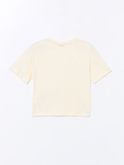 Bisiklet Yaka ?i?ekli K?sa Kollu K?z ?ocuk Ti??rt