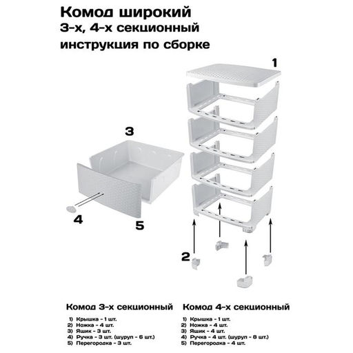 Комод 4-х секционный «Сказочное королевство», на колесиках, МИКС