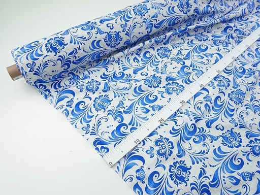 Рогожка Гжельский узор цв.серый меланж, ш.1.5м, хлопок-100%, 170гр/м.кв - Купава фото 7