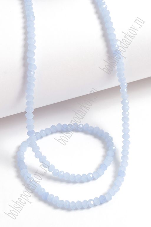 Бусины стеклянные, матовые, на леске "Rondelle" 4 мм (SF-655) светло-фиолетовый №571