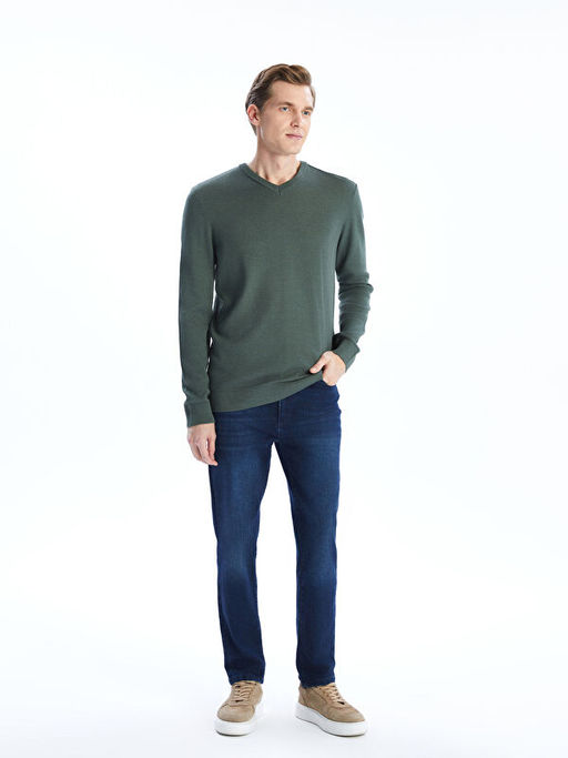 V Yaka Uzun Kollu Erkek Triko Kazak