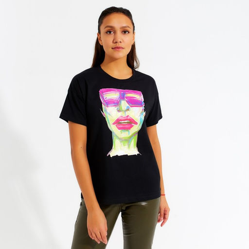 Футболка женская MINAKU Girl, чёрная, размер 48