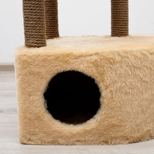 Комплекс для кошек с когтеточкой, угловой, с гамаком, 48 х 48 х 171 см, джут, искусственный мех, беж - Пижон фото 17