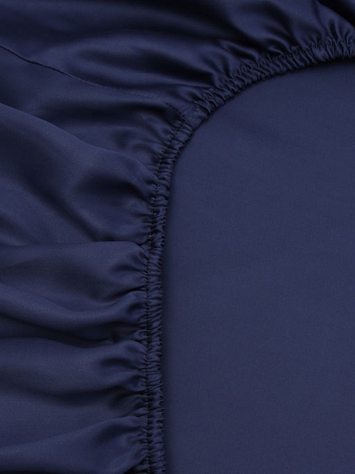 Простыня на резинке 2-спальная SL Home Tencel, 180×200+30 см, тенсель, синяя