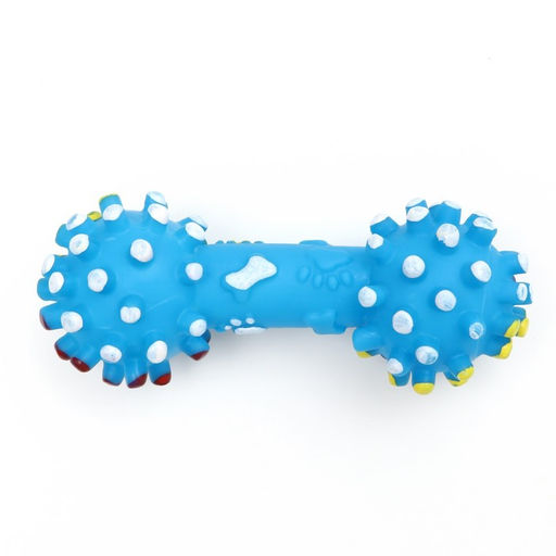 Игрушка пищащая увеличенная Гантель с лапками для собак, 16,5 x 6 см, голубая - Пижон фото 2