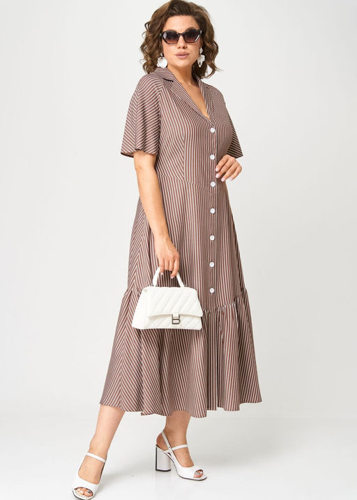 Платье EVA GRANT 7200С капучино в полоскку