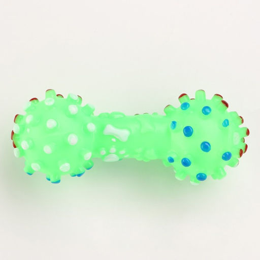 Игрушка пищащая Гантель малая для собак, 12,5 см, зелёная - Пижон фото 3