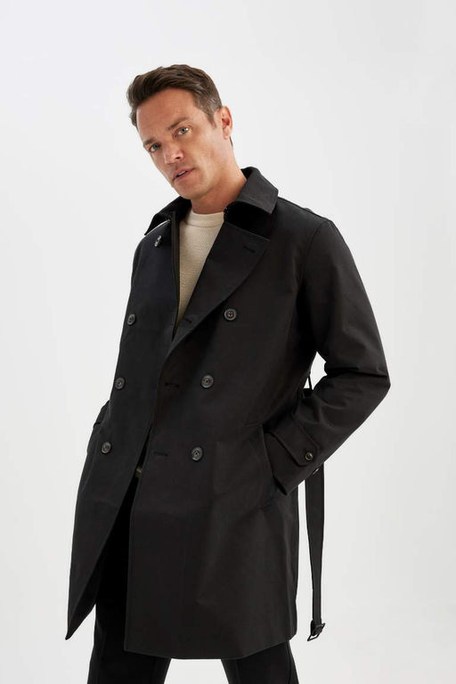 Водонепроницаемый тренч стандартного кроя на подкладке - Defacto фото 3