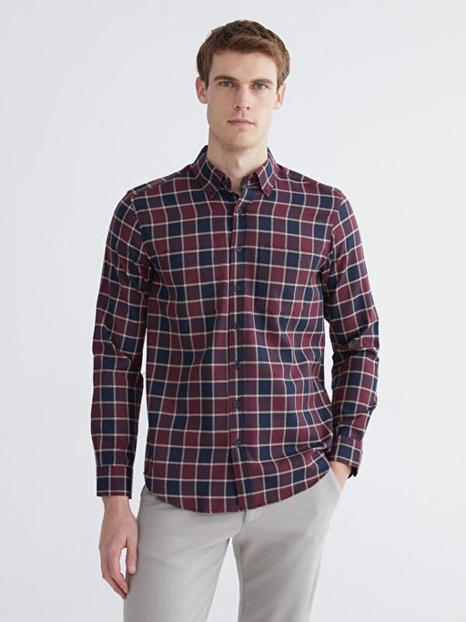 Uzun Kollu Ekose Desenli Erkek G?mlek