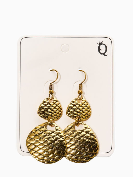 Цена за 2 шт. Серьги метал "Аутентичность" диски, чешуя, цвет чернёное золото