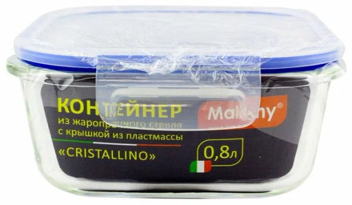 Контейнер из жаропрочного стекла с крышкой из пластика 0.8 л, CRISTALLINO арт.003126 /Mallony/  фото 5