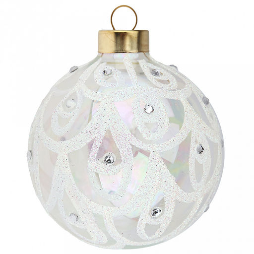 Елочная игрушка шар стеклянная д8см, люстр, ручная художественная роспись, подарочная упаковка (Россия) - Домашняя мода фото 2